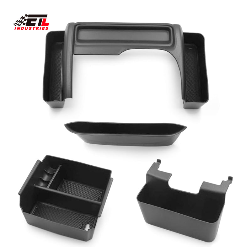 ETL INDUSTRIES 4PCS Center Console Organizer for Jeep Wrangler 2011-2018 JK JKU 2/4 Door, Gear Shift Console Side Tray Organizer, Passenger Side Co-Pilot Organizer, Hanging Armrest Storage Box