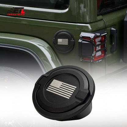 ETL INDUSTRIES Gas Tank Cap Cover American flag Fuel Filler Door for Jeep Wrangler 2018-2024 JL & Unlimited