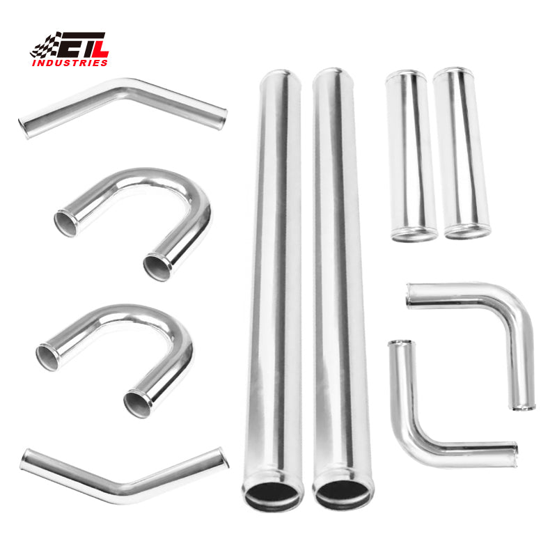 ETL INDUSTRIES 10PCS 2.5IH Aluminum Intercooler Piping Kit, Universal DIY Custom Pipe Straight & U-Bend Elbow Tube Kits