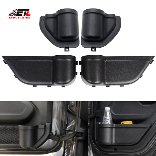 ETL INDUSTRIES 4PCS Front + Rear Door Storage Pockets, Door Side Insert Organizer Tray Box for 2018-2023 Jeep Wrangler JL JLU Rubicon Sport Sahara Gladiator JT Interior Storage Accessories