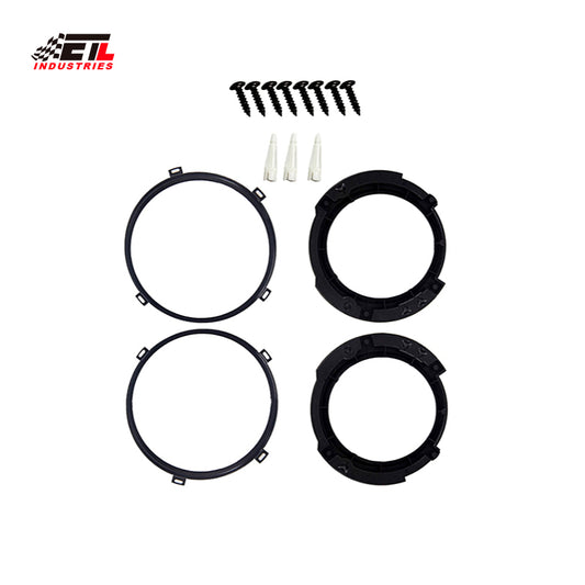 ETL INDUSTRIES 7 Inch Headlight Mounting Bracket Assembly Set with Round Headlight Metal Ring for 2007-2017 Jeep Wrangler JK