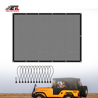 ETL INDUSTRIES Mesh Sunshade Bikini Top for Jeep Wrangler TJ 1997-2006 2 Door Polyester Soft Top Cover UV Sun Protection Sun Shade Roof (Black)