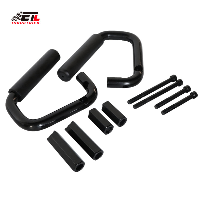 ETL INDUSTRIES Front Black Solid Steel Handles Grab Bars for 2007-2018 Jeep Wrangler JK Grab Handles Metal 2/4 Door