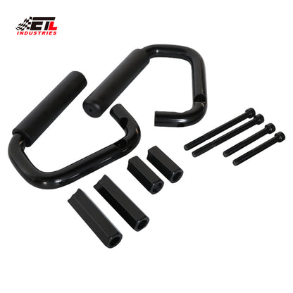 ETL INDUSTRIES Front Black Solid Steel Handles Grab Bars for 2007-2018 Jeep Wrangler JK Grab Handles Metal 2/4 Door