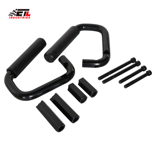 ETL INDUSTRIES Front Black Solid Steel Handles Grab Bars for 2007-2018 Jeep Wrangler JK Grab Handles Metal 2/4 Door