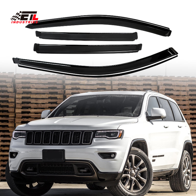 ETL INDUSTRIES in-Channel Side Window Visors Deflectors Rain Guards for Jeep Grand Cherokee 2011 2012 2013 2014 2015 2016 2017 2018 - Wind Guards, Vent Visors, Window Deflectors - 4Pcs