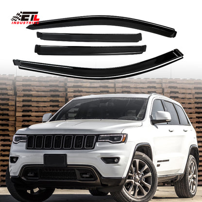 ETL INDUSTRIES in-Channel Side Window Visors Deflectors Rain Guards for Jeep Grand Cherokee 2011 2012 2013 2014 2015 2016 2017 2018 - Wind Guards, Vent Visors, Window Deflectors - 4Pcs