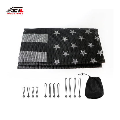 ETL INDUSTRIES Mesh Roof Sunshade Top for Jeep 2/4 Door - American Flag Bikini Top Sun Shade Nets for Jeep Wrangler JL JLU 2018-2023 & Gladiator JT 2020-2023