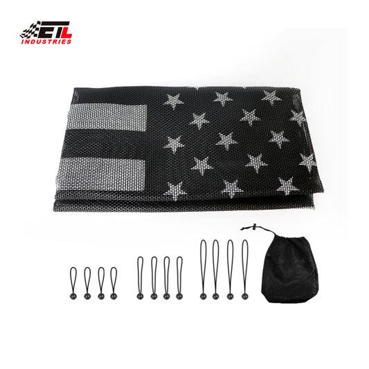 ETL INDUSTRIES Mesh Roof Sunshade Top for Jeep 2/4 Door - American Flag Bikini Top Sun Shade Nets for Jeep Wrangler JL JLU 2018-2023 & Gladiator JT 2020-2023