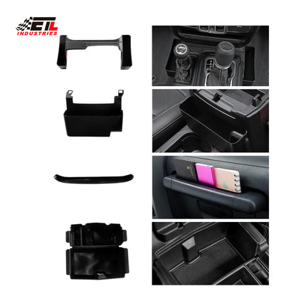 ETL INDUSTRIES 4PCS Center Console Organizer Storage Box Fits 2018-2023 for Jeep Wrangler JL JLU & Gladiator JT Gear Shift Console Tray Organizer, Hanging Armrest Storage Box, Co-Pilot Organizer