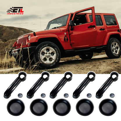 ETL INDUSTRIES 15PCS Door Handle Inserts Cover Kit & Tailgate Handle Cover & Door Handle Recess Guards for Jeep Wrangler JK JKU 2007-2017 Black Exterior Accessories