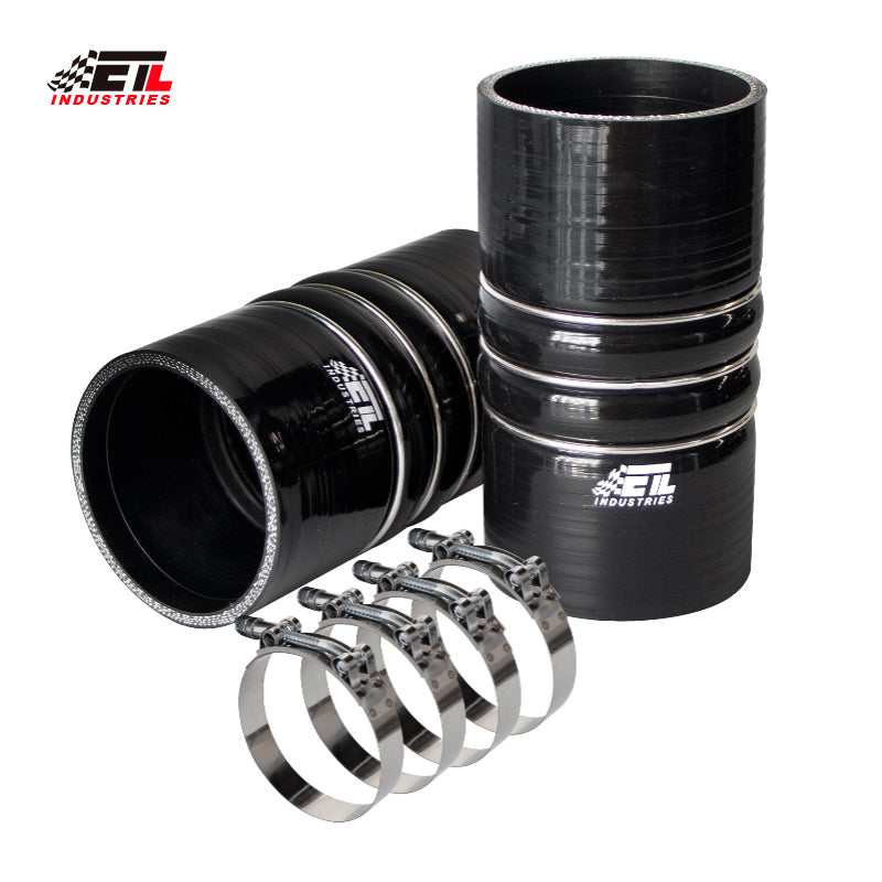 ETL INDUSTRIES 3IH X 6IH Silicone CAC Charge Air Cooler Hump Hose Boot Set, 4-Ply Reinforced Universal Silicone Cac Hose with Stainless Steel Clamp
