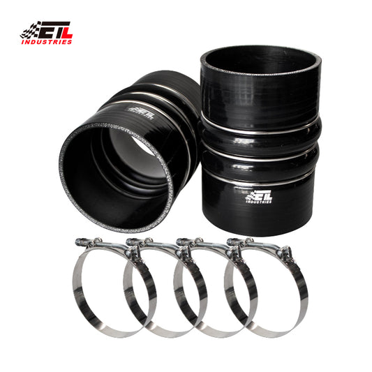 ETL INDUSTRIES 2PCS Silicone CAC Charge Air Cooler Hump Hose Boot Set 3IH ID, 6IH Length 4-Ply Reinforced Universal Silicone Cac Hose with Stainless Steel Clamp