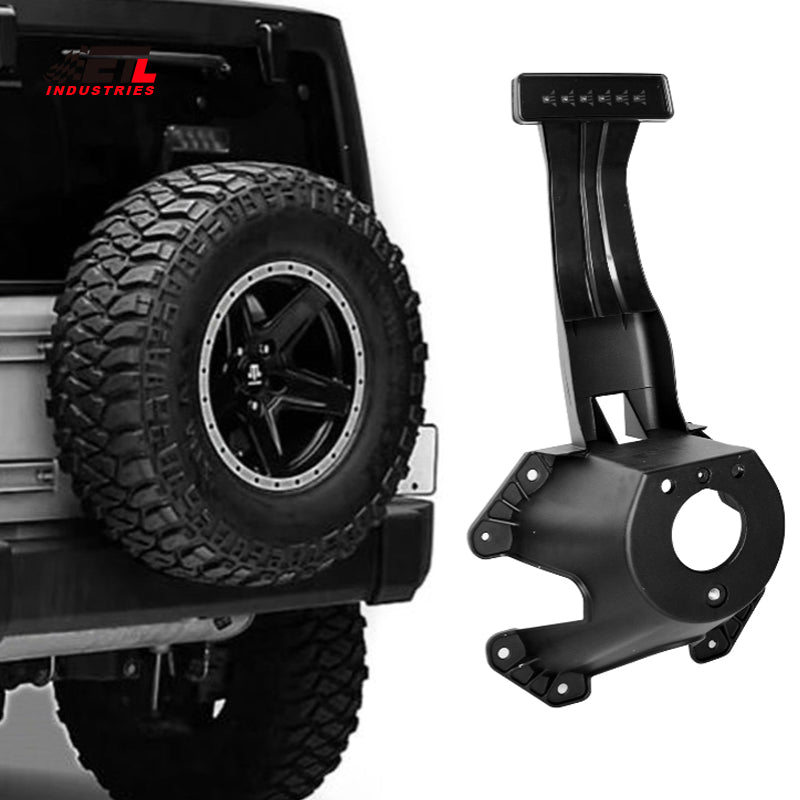 Spare Tire Holder Mounting Bracket Tire Carrier Rack with Screws ＆ Third Center High Mount Brake Light Assembly with Wiring Harness for Jeep Wrangler JK 2007-2018, Replaces # 68048581AA 55397217AJ
