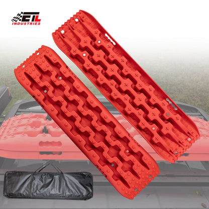 ETL INDUSTRIES Plastic Off-Road Traction Board Recovery Tracks 4WD Tire Ladder Traction Mats with Bag for Truck | Sand | Mud | Snow Ladder Ramps (Red)