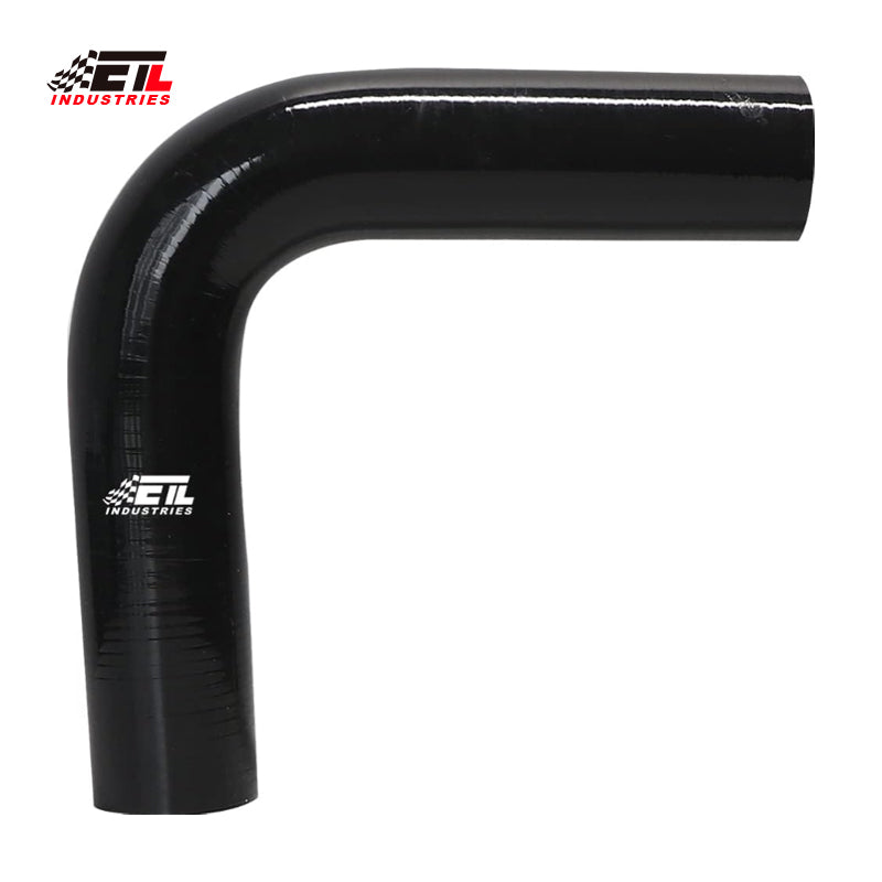 ETL INDUSTRIES 4IH ID, 8IH Leg Length 90 Degree Elbow Silicone Coupler Hose, 4-Ply Reinforced Universal Silicone Pipe Hose Turbo Intake Tube Intercooler Piping Black