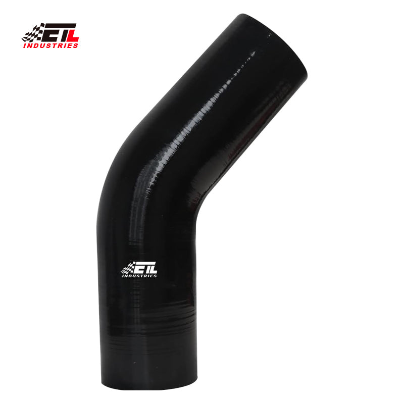 ETL INDUSTRIES 2.75IH ID, 6IH Leg Length 45 Degree Bend Silicone Coupler Hose, 4-Ply Reinforced Universal Silicone Pipe Elbow Hose for Intake Tube Intercooler Piping Black