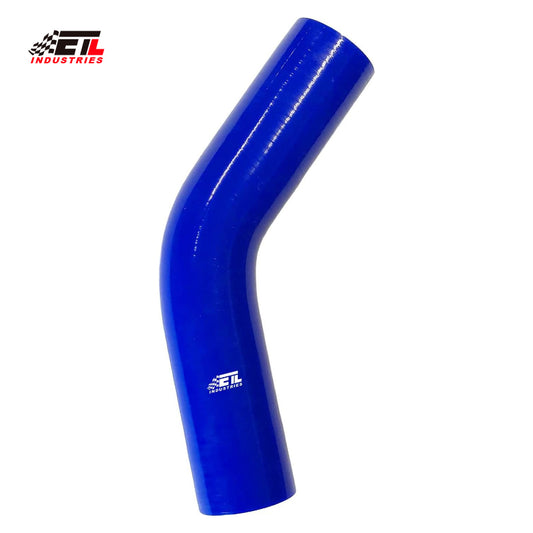 ETL INDUSTRIES 3.5IH ID, 6IH Leg Length 45 Degree Bend Silicone Coupler Hose, 4-Ply Reinforced Universal Silicone Pipe Elbow Hose for Intake Tube Intercooler Piping Blue