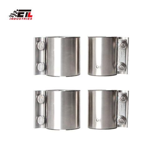 ETL INDUSTRIES 2.5 Inch Exhaust Clamp, Butt Joint Clamp Sleeve Coupler 304 Stainless Steel, 4 Pcs