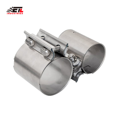ETL INDUSTRIES 3 Inch Exhaust Clamp, Butt Joint Clamp Sleeve Coupler 304 Stainless Steel, 2 Pcs