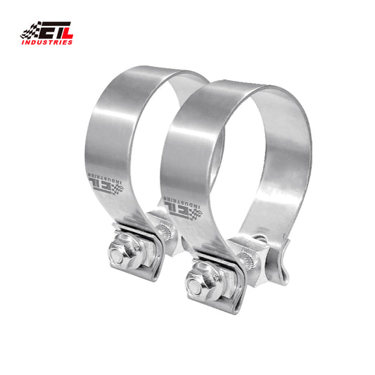 ETL INDUSTRIES 4 Inch Exhaust Clamp, Narrow Band Clamp 304 Stainless Steel, 2 Pcs