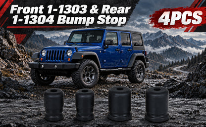Bump Stop Kit for Jeep Wrangler JK/JKU 2007-2018 – 4PCS Polyurethane Front & Rear (Replaces 1-1303 & 1-1304)