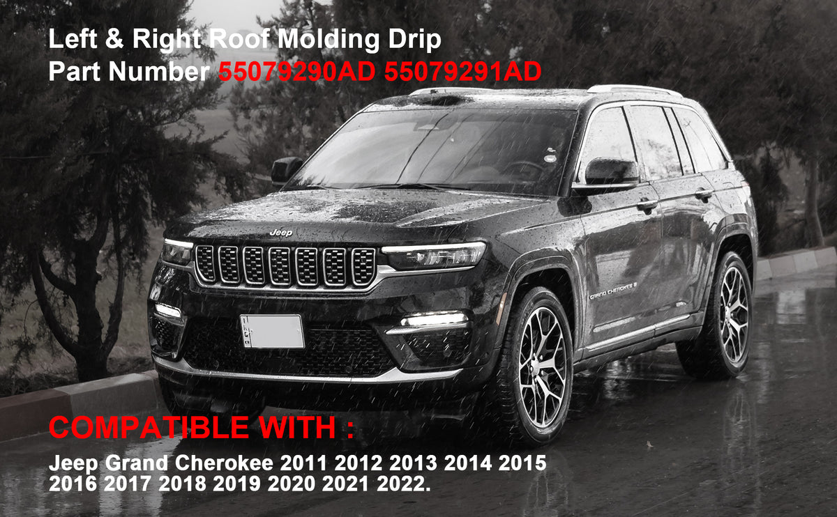 Pair Roof Drip Molding Strip for Jeep Grand Cherokee 2011-2022 – Left & Right Rubber Weatherstrip Seal (Replaces 55079291AD & 55079290AD)