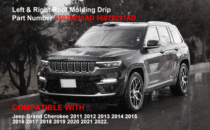 Pair Roof Drip Molding Strip for Jeep Grand Cherokee 2011-2022 – Left & Right Rubber Weatherstrip Seal (Replaces 55079291AD & 55079290AD)