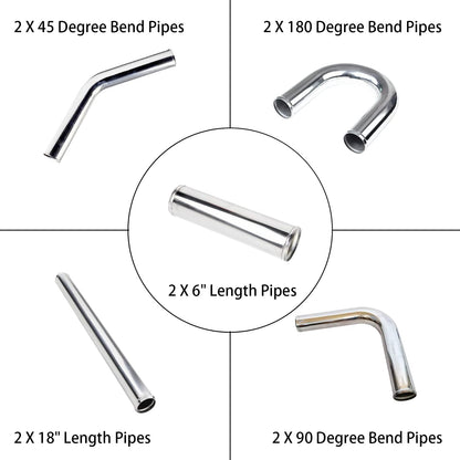 10PCS 3" Aluminum Intercooler Piping Kit, Universal DIY Custom Pipe Straight & U-Bend Elbow Tube Kits