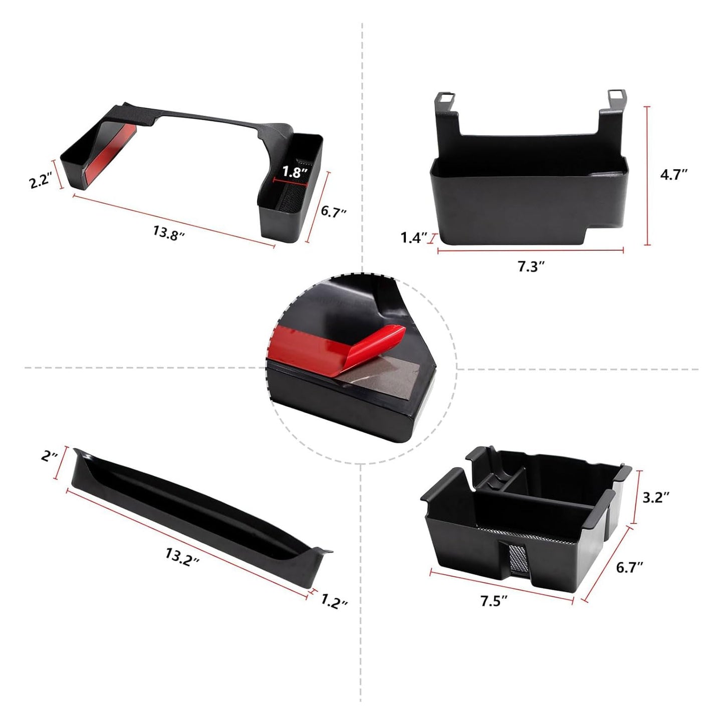 ETL INDUSTRIES 4PCS Center Console Organizer Storage Box Fits 2018-2023 for Jeep Wrangler JL JLU & Gladiator JT Gear Shift Console Tray Organizer, Hanging Armrest Storage Box, Co-Pilot Organizer