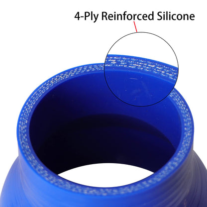 1.75" ID to 2" ID, 3" Length Reducer Silicone Coupler Hose, 4-Ply Reinforced Universal Straight Silicone Reducer Pipe Intake and Intercooler Piping Blue