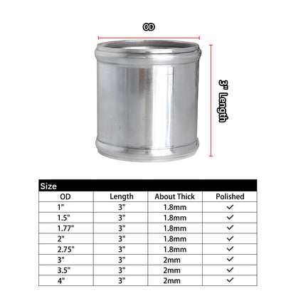 Universal OD 3"(76mm) Aluminum Intake Piping Adapter 3"(76mm) Length T-6061 Joiner Pipe Connector Tube Air Intercooler Piping (3"OD)