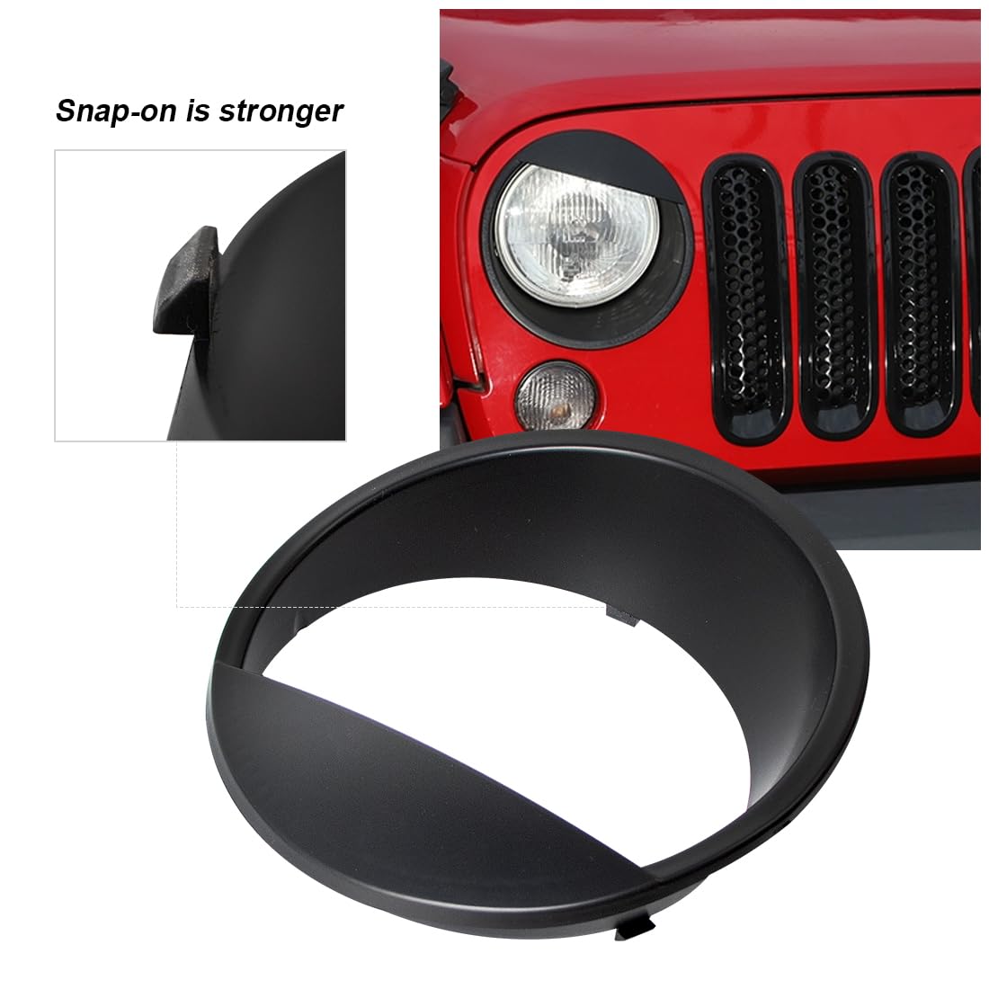 ETL INDUSTRIES Front Mesh Grille Cover Guard Clip-in & Headlight Cover Fits 2007-2017 for Jeep Wrangler JK JKU - Angry Bird Headlight Bezels Trim & Grille Mesh Inserts