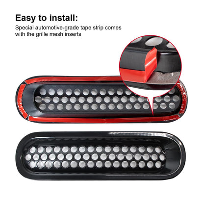 ETL INDUSTRIES Front Mesh Grille Cover Guard Clip-in & Headlight Cover Fits 2007-2017 for Jeep Wrangler JK JKU - Angry Bird Headlight Bezels Trim & Grille Mesh Inserts