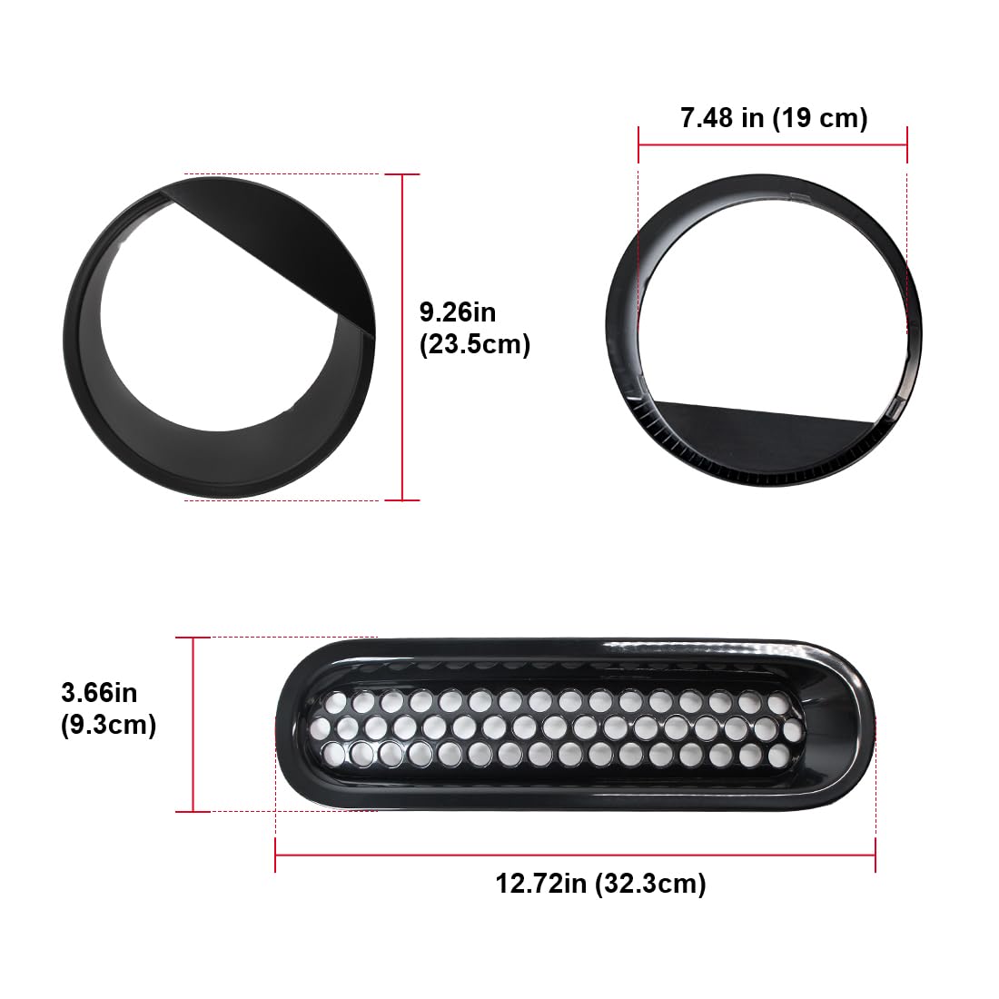 ETL INDUSTRIES Front Mesh Grille Cover Guard Clip-in & Headlight Cover Fits 2007-2017 for Jeep Wrangler JK JKU - Angry Bird Headlight Bezels Trim & Grille Mesh Inserts