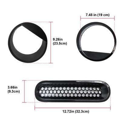 ETL INDUSTRIES Front Mesh Grille Cover Guard Clip-in & Headlight Cover Fits 2007-2017 for Jeep Wrangler JK JKU - Angry Bird Headlight Bezels Trim & Grille Mesh Inserts