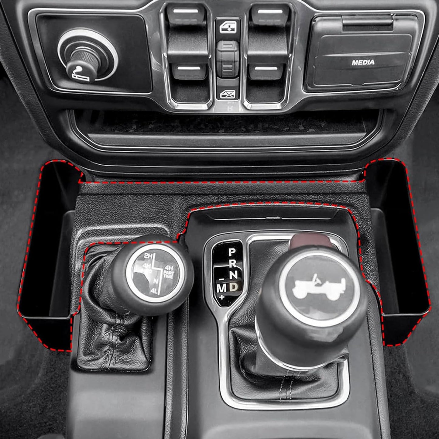 ETL INDUSTRIES 4PCS Center Console Organizer Storage Box Fits 2018-2023 for Jeep Wrangler JL JLU & Gladiator JT Gear Shift Console Tray Organizer, Hanging Armrest Storage Box, Co-Pilot Organizer