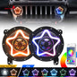 9 Inch Headlight RGB Halo Led Round with Amber Turn Signal,Star Shape Chasing Headlights Compatible with Gladiator JT 2018-2020 Wrangler JL JLU Sahara Rubicon